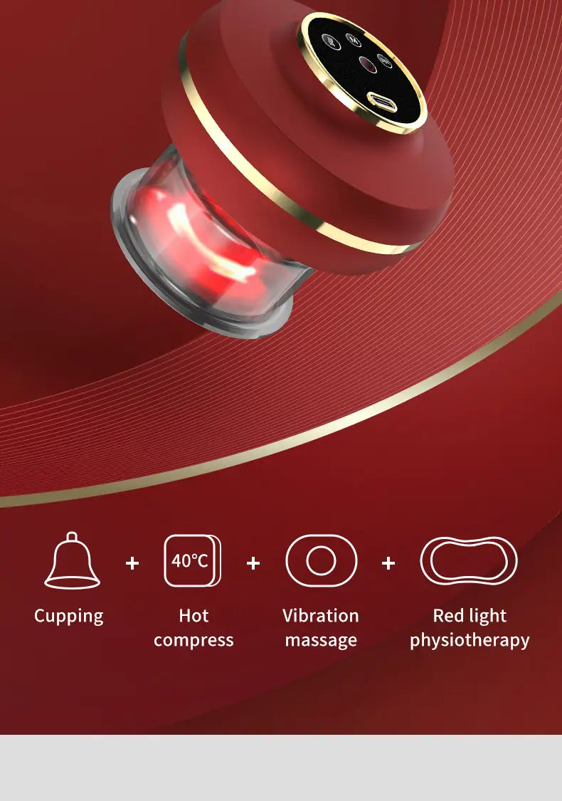 Portable Electric Cupping Massager with Red Light (2 Cups)